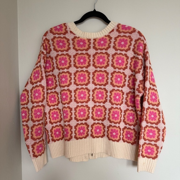 Cream Floral Oversized Sweater - Picture 2 of 6